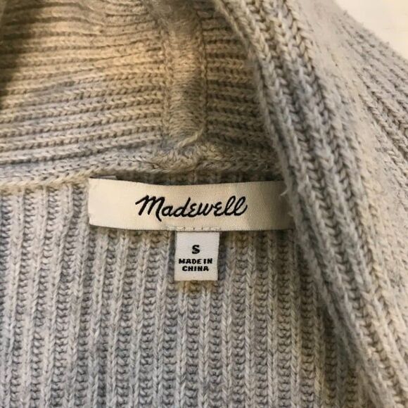 Madewell Horizontide Grey Open Front Cardigan Ribbed Cotton Blend Small - Picture 6 of 8